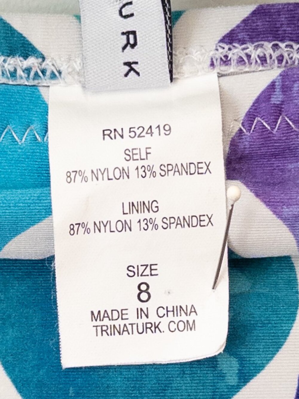 Trina Turk Tankini Swimsuit Size 6/8 Blue Green Geometric Halter 2 Piece 2000s - Picture 16 of 16